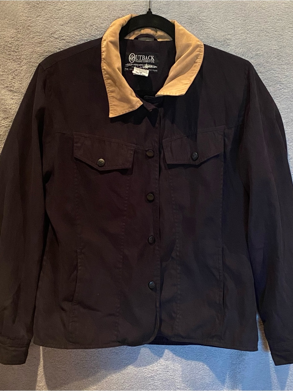 Outback Trading Co. Heritage Navy Utility Jacket with Tan Collar - Missy Jean M
